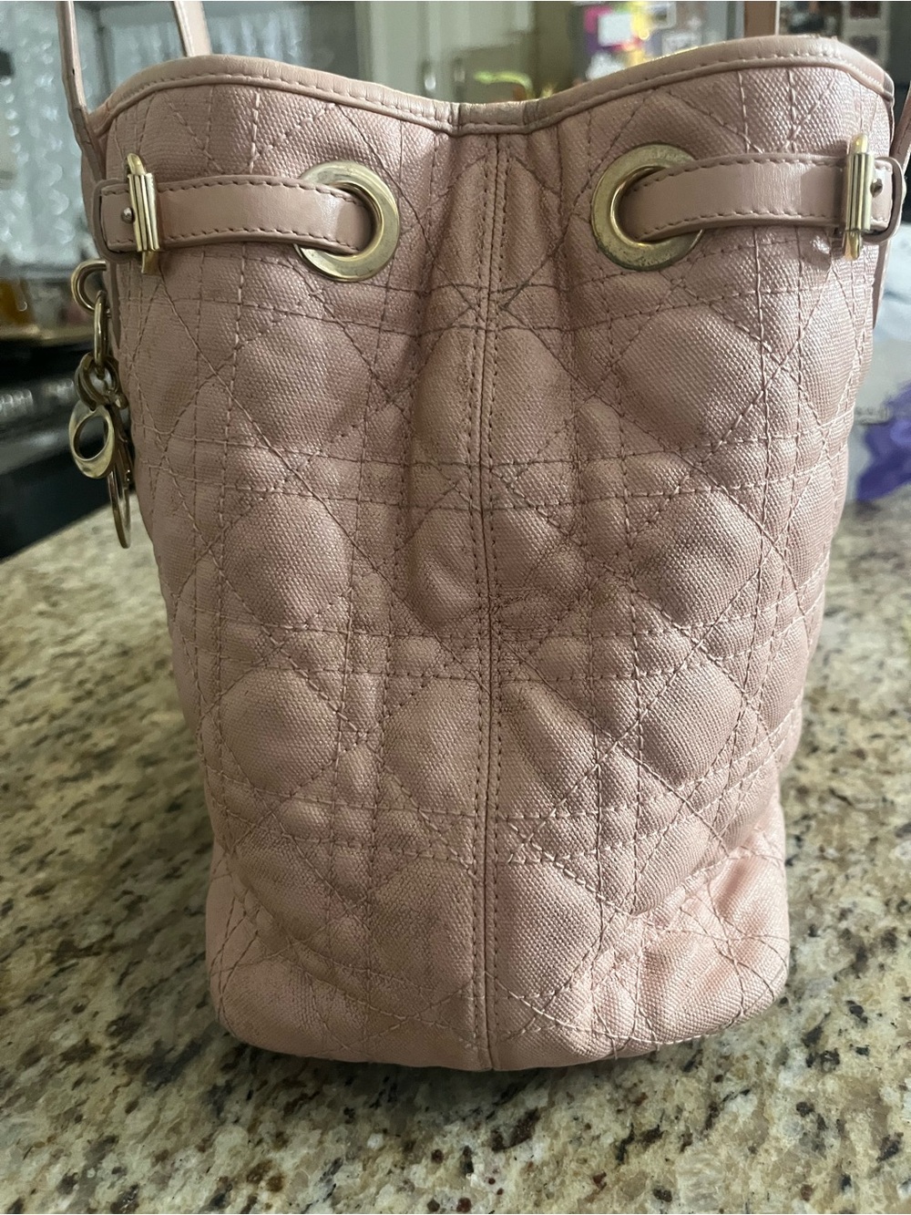 Dior Blush Quilted Leather Shoulder Tote with Signature Charms - Picture 8 of 16